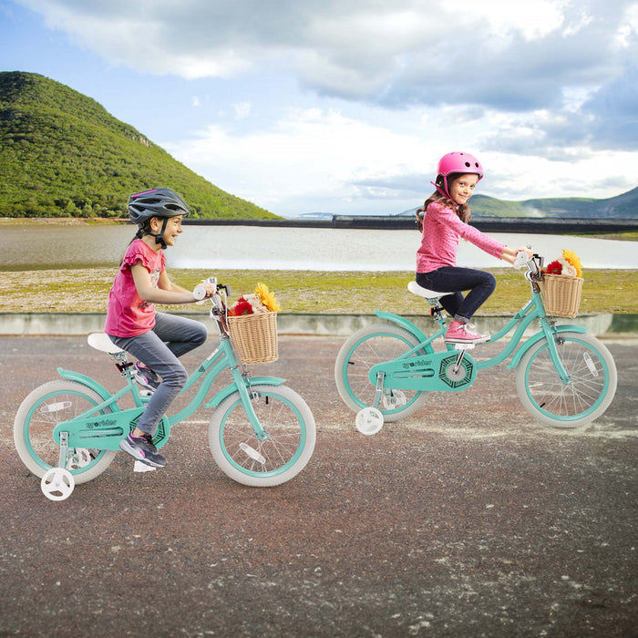 Prorider 16\" Velo Enfant Avec Roues D'entrainement Reglable Guidon Siege Frein A Main Vert