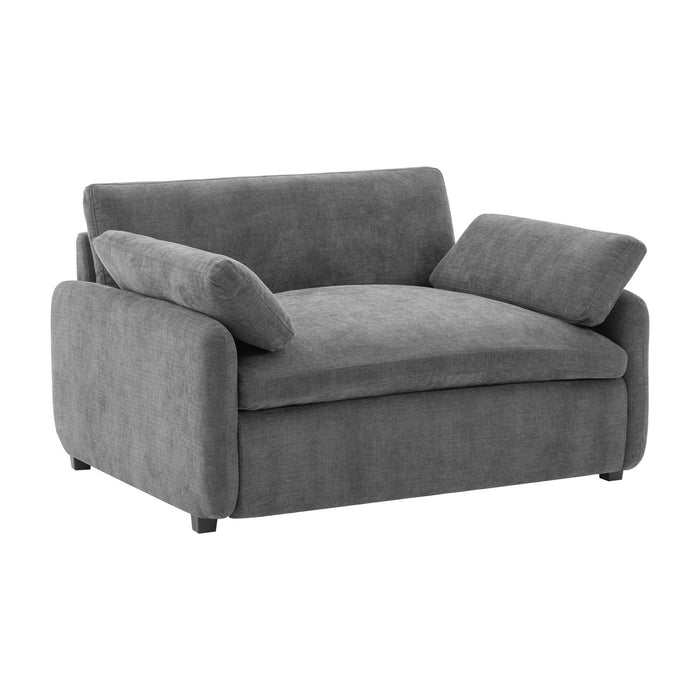 Fauteuil d’appoint surdimensionne Olivia avec coussins, gris