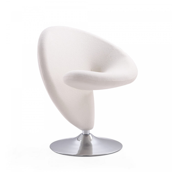 Fauteuil pivotant moderne en laine melangee Curl, creme - Lot de 2