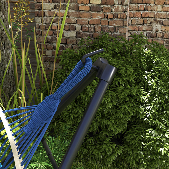 Outsunny Support De Hamac Pliable Avec Hamac, Hamac Portable 2 En 1, Bleu