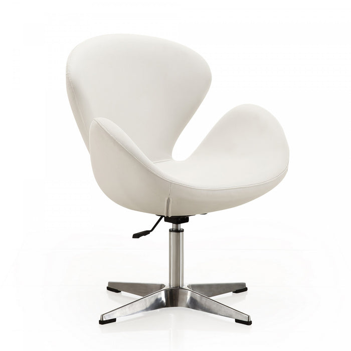 Fauteuil lounge pivotant moderne Raspberry en tissu blanc - Lot de 2