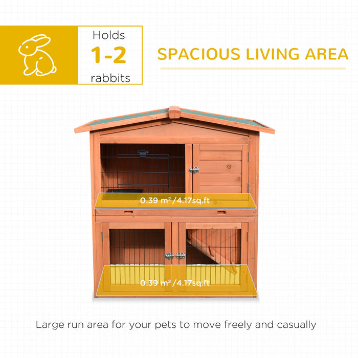 Pawhut 101,6 Cm Clapier En Bois Cage A Volaille Habitats Pour Petits Animaux Avec Enclos