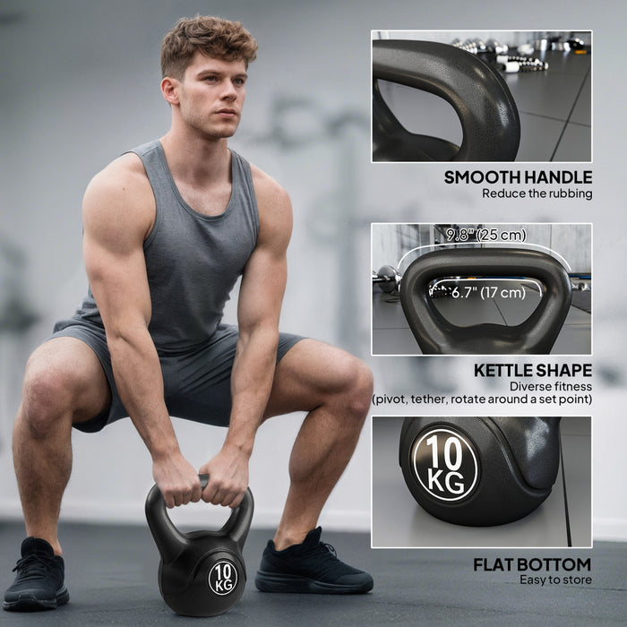 Soozier Kettlebell de fitness 22 lb (10kg), poids d'exercice en plastique