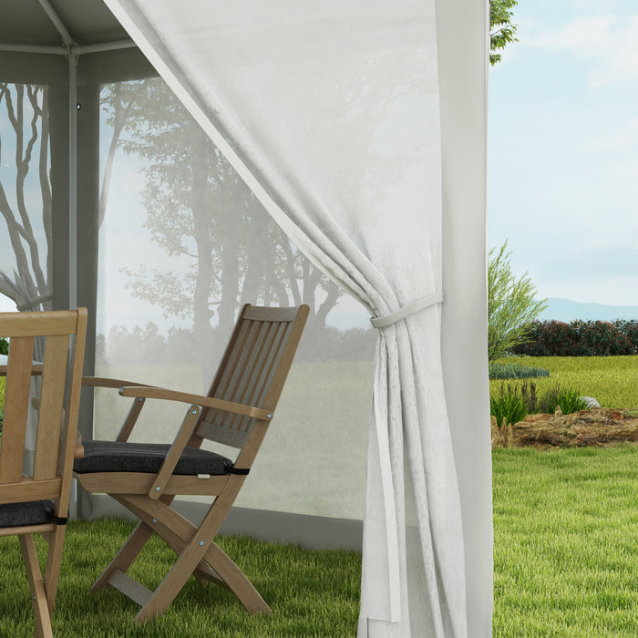 Outsunny Tente Tonnelle De Patio Hexagonale, Blanc Creme