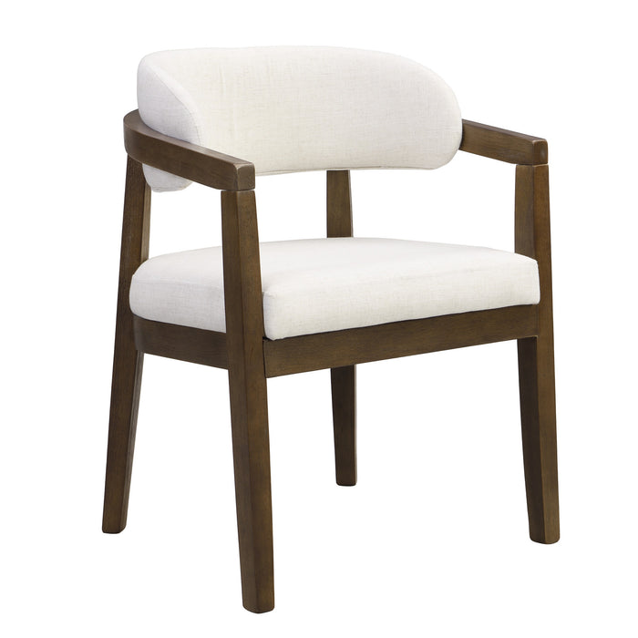 Sophia Ensemble de 2 chaises de salle a manger avec accoudoirs et structure en bois de caoutchouc, noyer