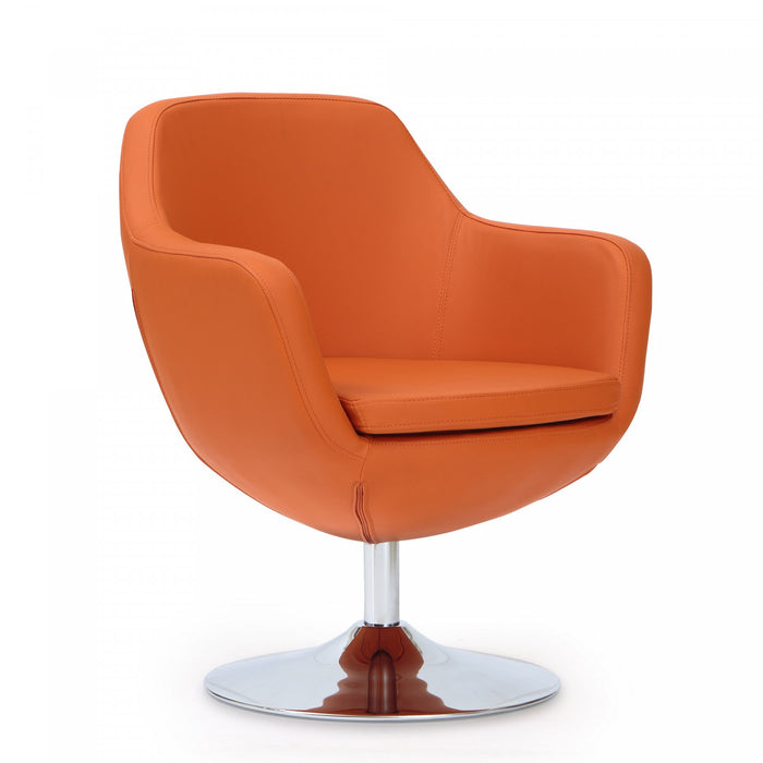 Fauteuil lounge pivotant moderne Caisson en tissu orange - Lot de 2