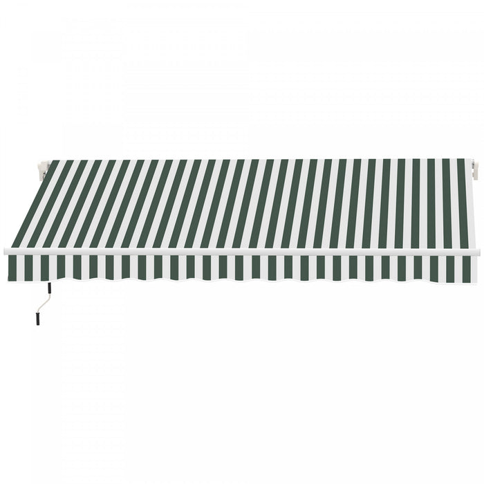 Outsunny 12' X 10' Toile De Store Retractable De Remplacement Pour Parasol Exterieur, Protection Contre Les Uv, Vert Et Blanc