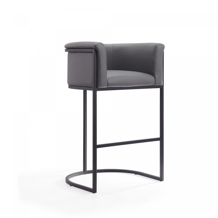 Tabouret de bar cosmopolite mi-siecle moderne en metal et tissu gris - Lot de 3