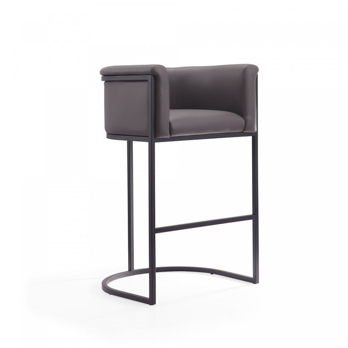 Tabouret de bar rembourre en metal style cosmopolite mi-siecle moderne en graphite - Lot de 3
