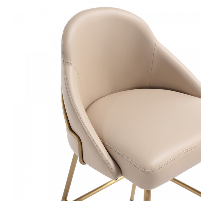 Tabouret de bar moderne Gracie en metal et tissu, coloris beige et dore