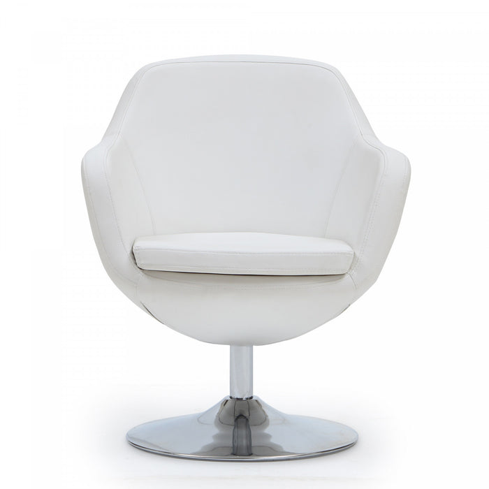 Fauteuil lounge pivotant moderne Caisson en tissu blanc - Lot de 2