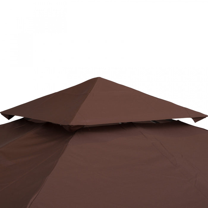 Outsunny 9,8 'x 9,8' Carre 2 Niveaux Gazebo Auvent Remplacement Couverture Superieure Exterieur Jardin Pare-soleil, Cafe
