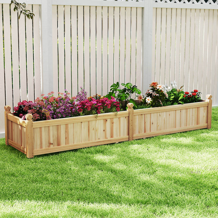 Costway En Bois Souleve Lit De Jardin Exterieur Rectangulaire Planter Boite Whth Trous De Drainage, Naturel