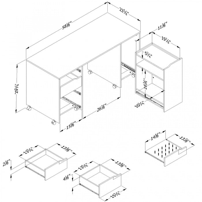 Crea Table De Couture Sur Roulettes - Blanc Solide