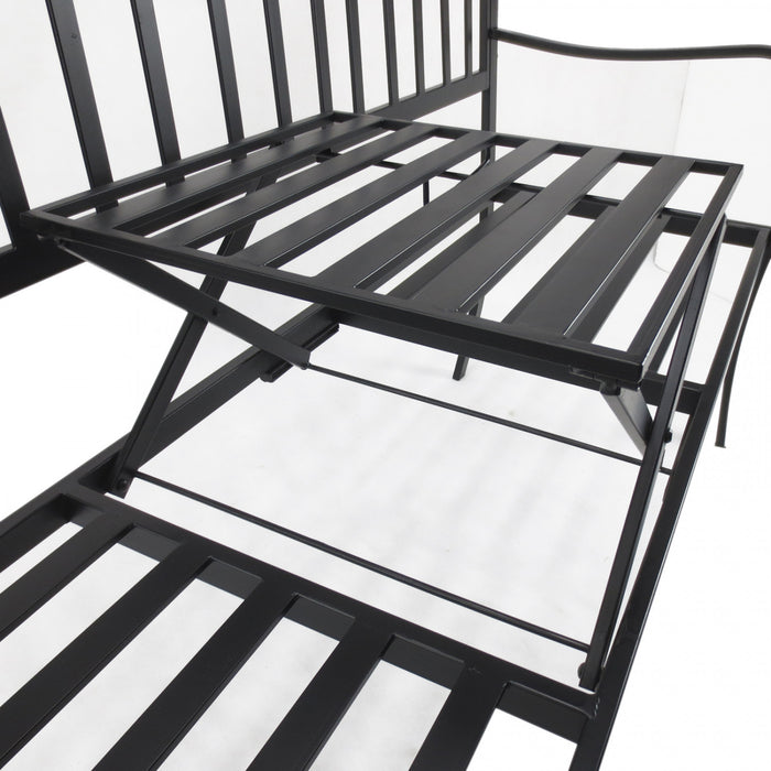 Banc D'exterieur Outsunny Avec Table Centrale Retractable, Noir