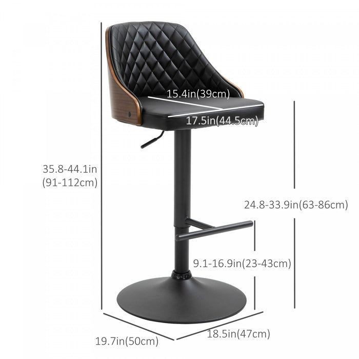 HOMCOM 2 Tabourets de Bar Reglables Pivotants Comptoir
