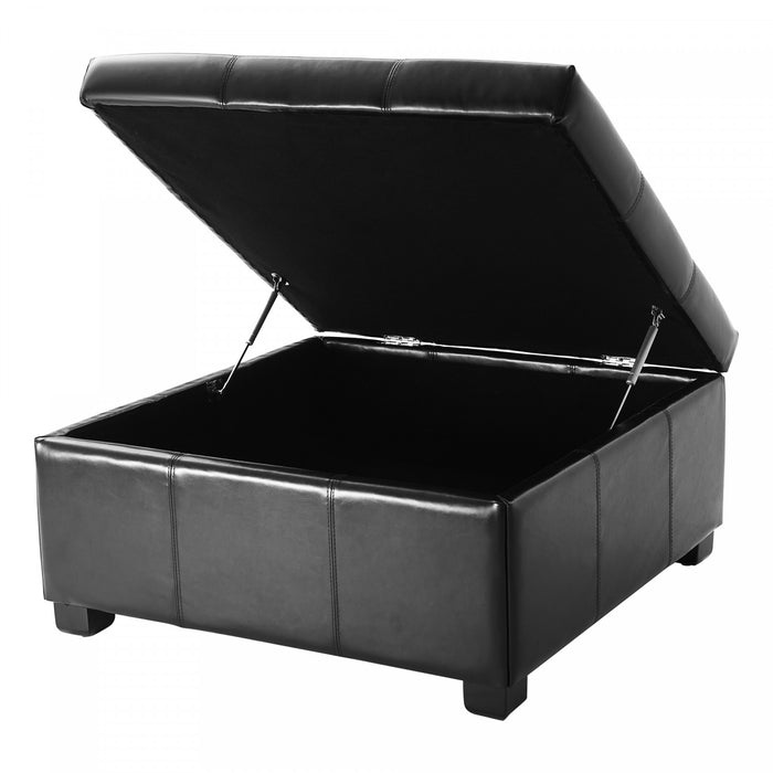 Liam Ottoman Coffre Carre Large de 34,25\" en Simili Cuir avec Rangement, Noir
