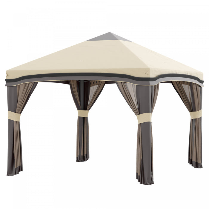 Outsunny 10' X 10' Tente De Fete Pliable Avec Filets, Beige