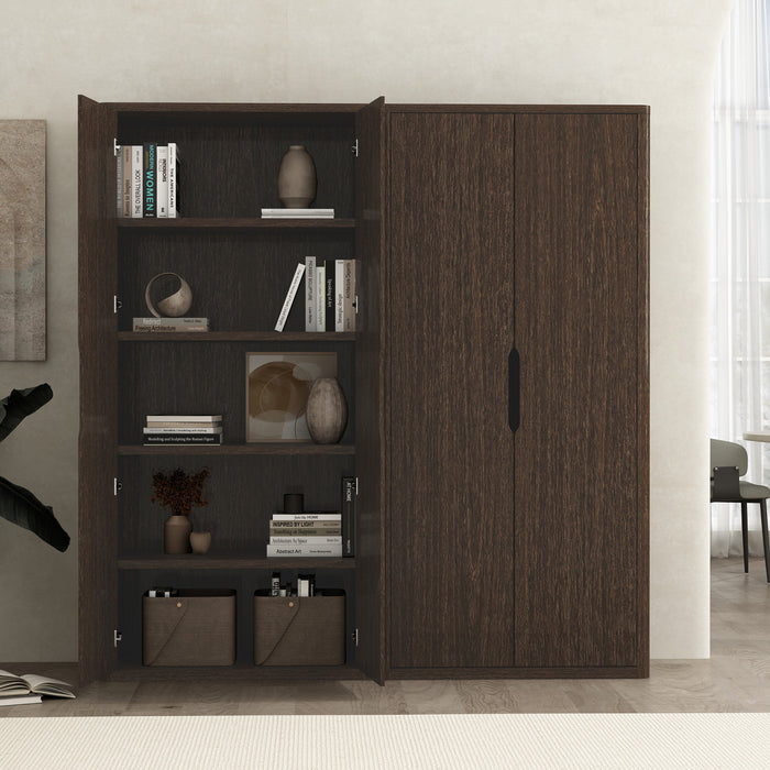 Armoire bibliotheque moderne Rivington 38\" en noyer - Lot de 2
