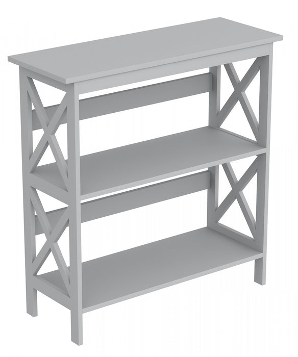 Console de 32 po avec 2 tablettes de rangement - gris clair