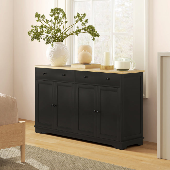 HOMCOM Buffet avec tiroirs de rangement et etageres reglables, noir