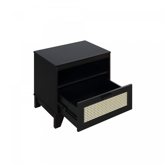 Table de nuit Sheridan style milieu du siecle 56 cm en noir (1 tiroir) - Lot de 2