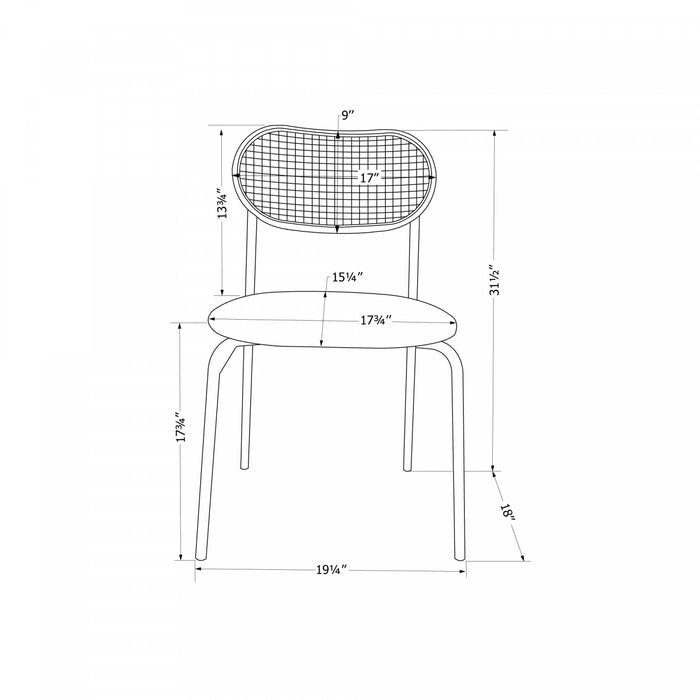 Chaise de salle à manger Hype noire en rotin - ensemble de 2 en noir