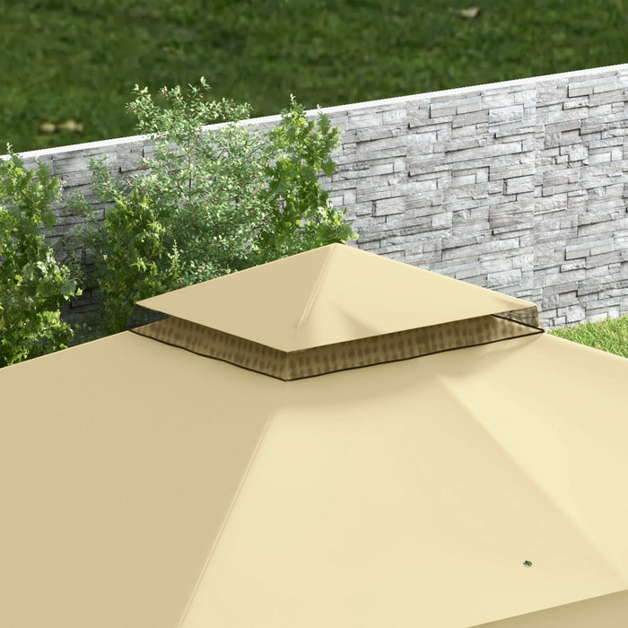 Outsunny Gazebo Exterieur A Double Toit 10' X 12' Avec Filet Et Rideaux