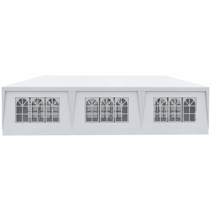 Outsunny Tente De Tonnelle De Fete 10' X 28', Tente De Mariage Pliante Portable, Abri D'evenement De Jardin, Parasol Exterieur Avec 8 Parois Laterales Amovibles, Blanc