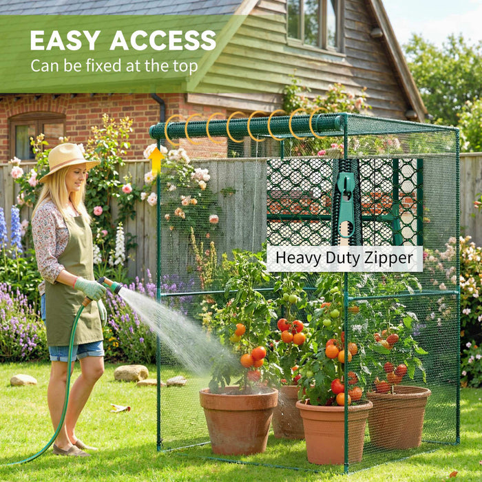 Outsunny Cage de culture, Protecteur de plantes, porte zippee, Vert fonce
