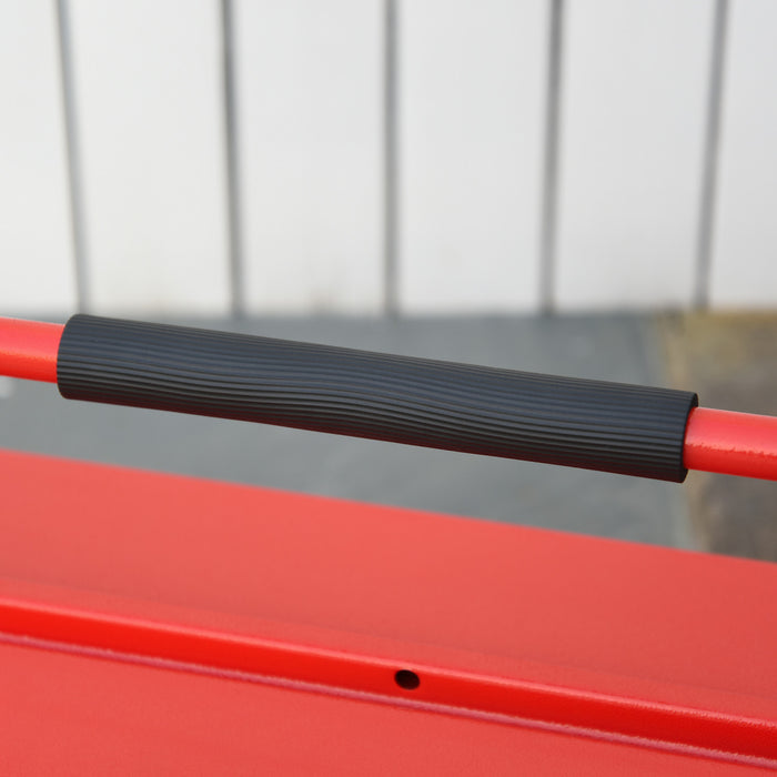 Durhand Boite A Outils, Coffre A Outils En Acier Avec Poignee, Rouge