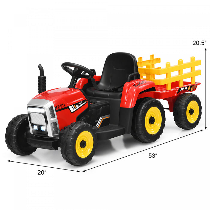 Costway Tracteur A Remorque Electrique 12v Avec Telecommande Et Lumieres Led