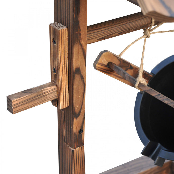 Outsunny Fontaine Cascade Exterieure En Bois Avec Pompe Electrique, Brun