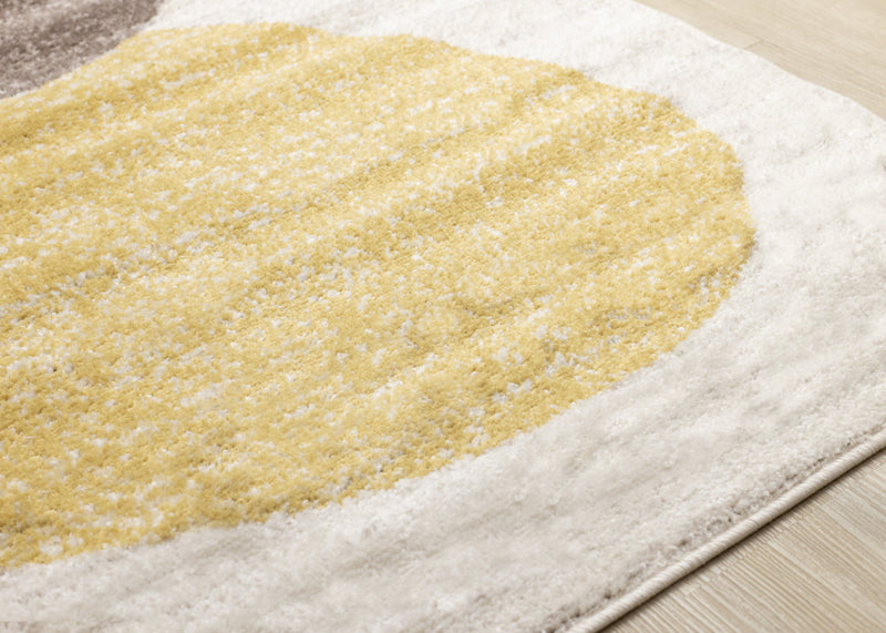 Carpette Marley verte, jaune et taupe à motif géométrique - 5 pi 3 po x 7 pi 7 po