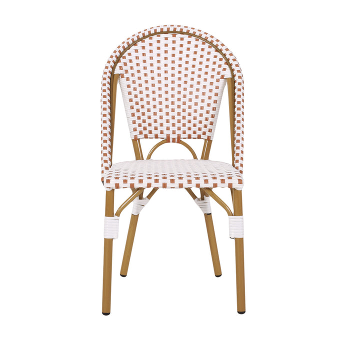 Chaises de bistrot francaises Julien en rotin synthetique et aluminium, lot de 2 - blanc et rouge