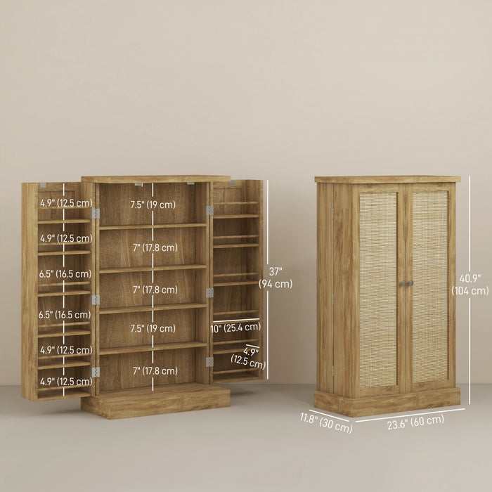 HOMCOM Armoire de rangement de garde-manger en rotin de 41 po, Naturel