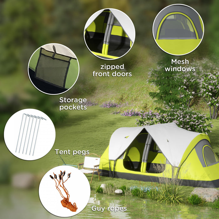 Outsunny Tente De Camping, Tente Pour 6 A 8 Personnes Avec 2 Chambres