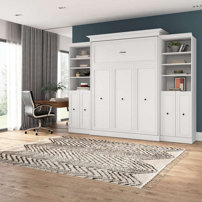 Grand lit escamotable Versatile de Bestar de 115 po (L) avec 2 organisateurs de garde-robe et portes - blanc