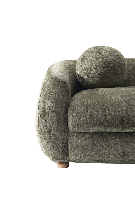 Canape Tribeca style mid-century 218 cm en chenille vert olive