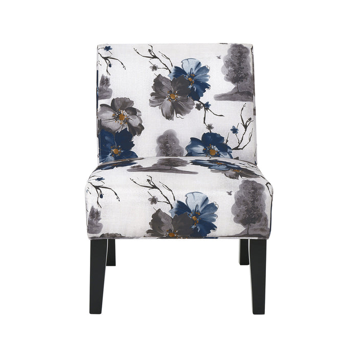 Lot De 2 Fauteuils D’appoint Oliver En Tissu aspect lin Avec Pieds En Bois D’hévéa - Bleu Et Multicolore