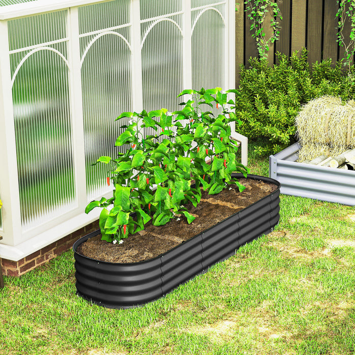 Outsunny Lit de jardin sureleve galvanisee, 6,4 x 2 x 1 pi, gris fonce