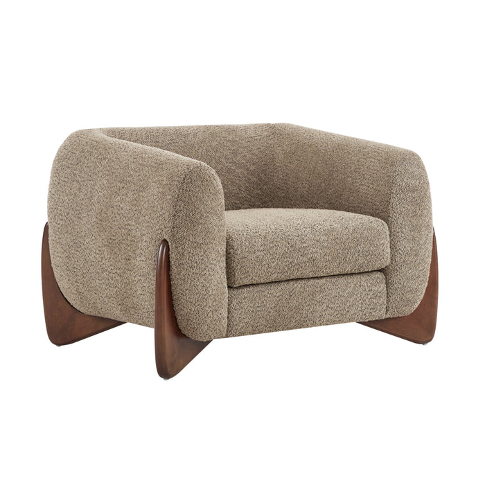 Tuxor Fauteuil Moderne en Bouclette a Design Tuxedo, Brun Clair, Noyer