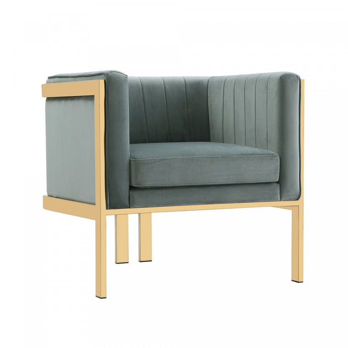 Fauteuil lounge moderne en velours Paramount coloris gris chaud - Lot de 2