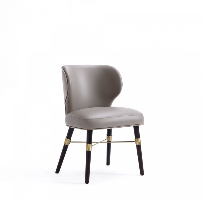 Chaise de salle a manger moderne Strine en bois et tissu, coloris taupe fonce - Lot de 2