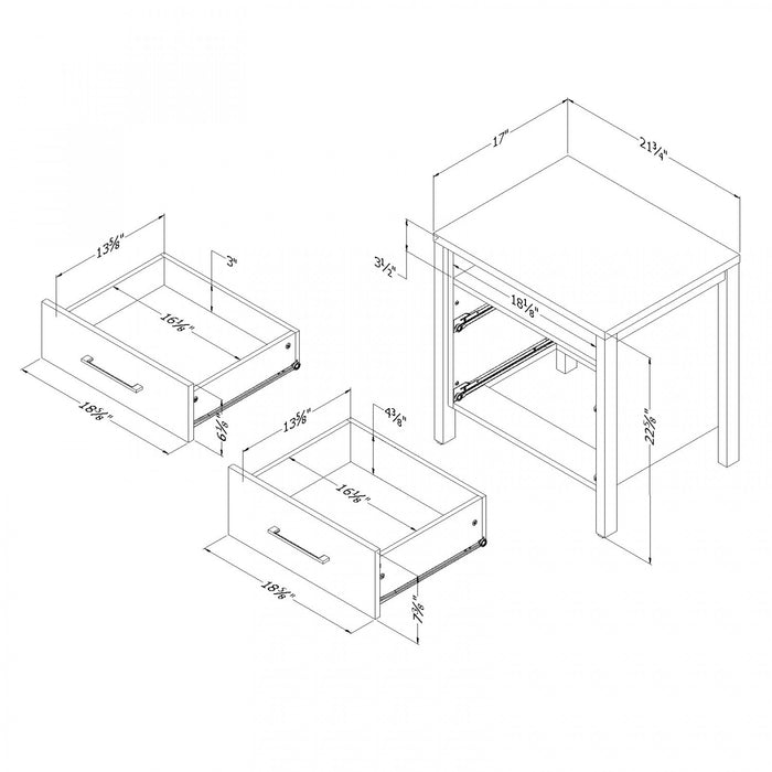 Gravity Table De Chevet 2 Tiroirs - Pin Bord De Mer