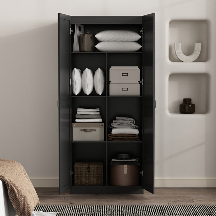 Armoire de rangement Cornelia Modern 30\" en noir (7 etageres)