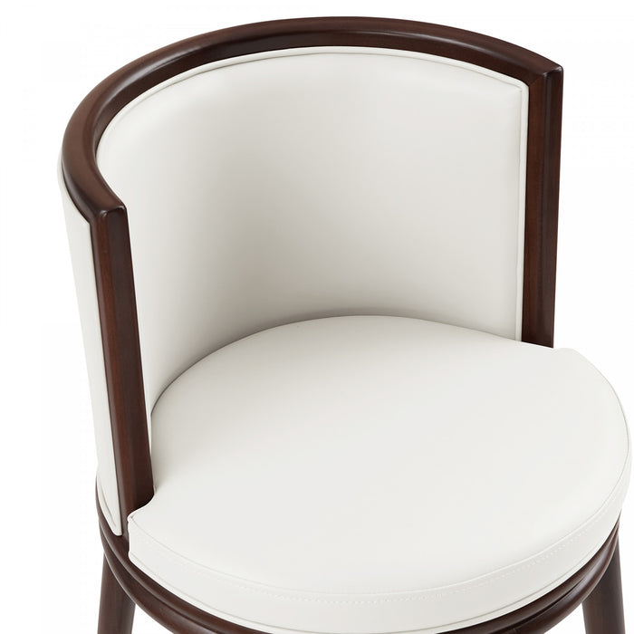 Tabouret de bar moderne en bois avec assise rembourree Evalyn, blanc
