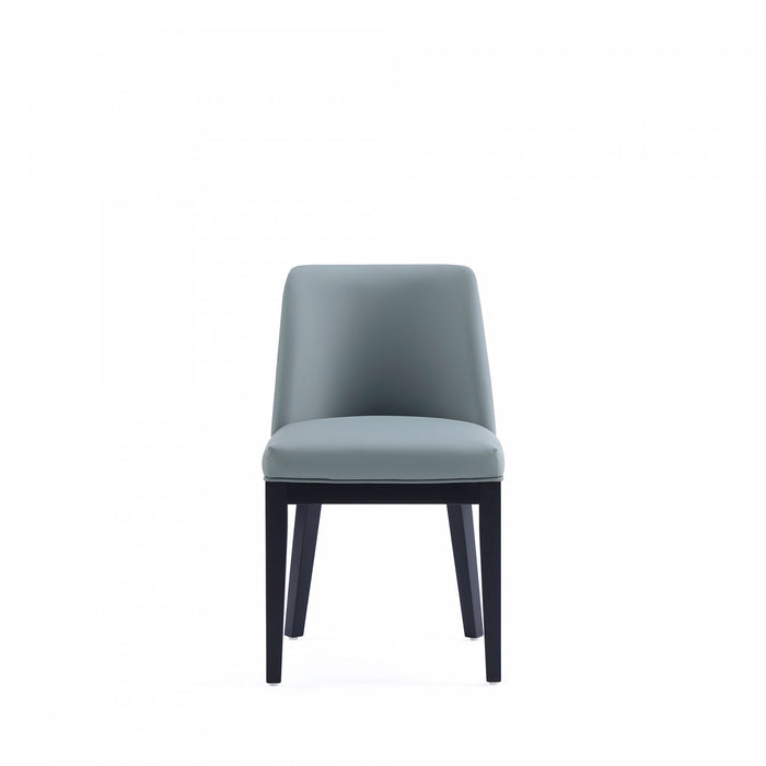 Chaise de salle a manger moderne Gansevoort en bois et cuir vegetalien coloris etain - Lot de 4
