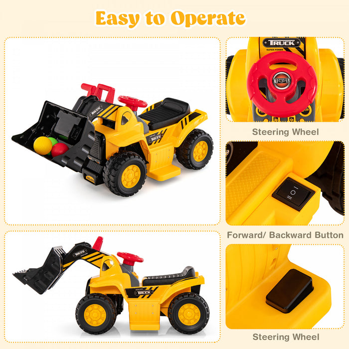 Costway 6v Electric Kids Ride Sur Bulldozer Pretendre Jouer Jouet De Camion Avec Seau Reglable