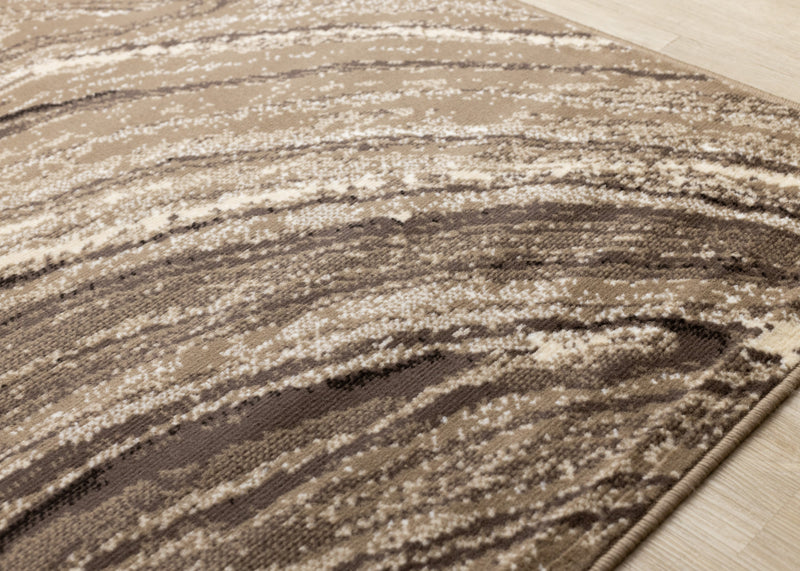 Carpette Forte brune et crème à motif de vagues apaisantes - 7 pi 9 po x 10 pi 6 po